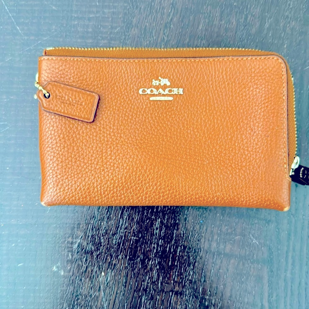Coach pebbled leather double zip wallet (not clutch)